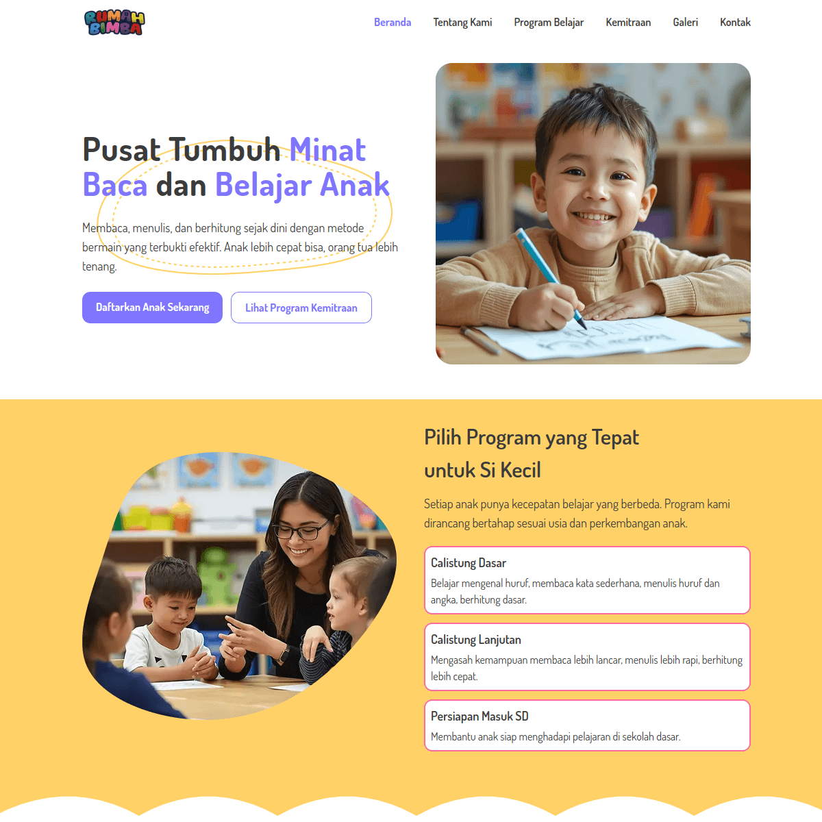 Rumah Bimba — website screenshot